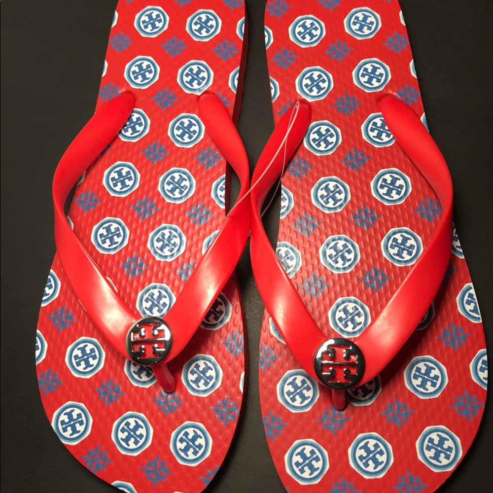 New with tags Tory Burch Flip Flops Red Size 8